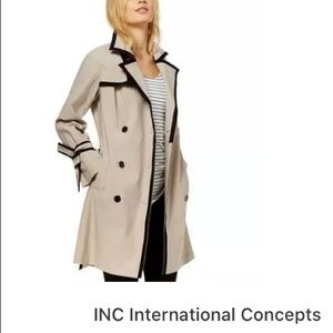 INC Womens Tan Lightweight Cotton Trench Coat